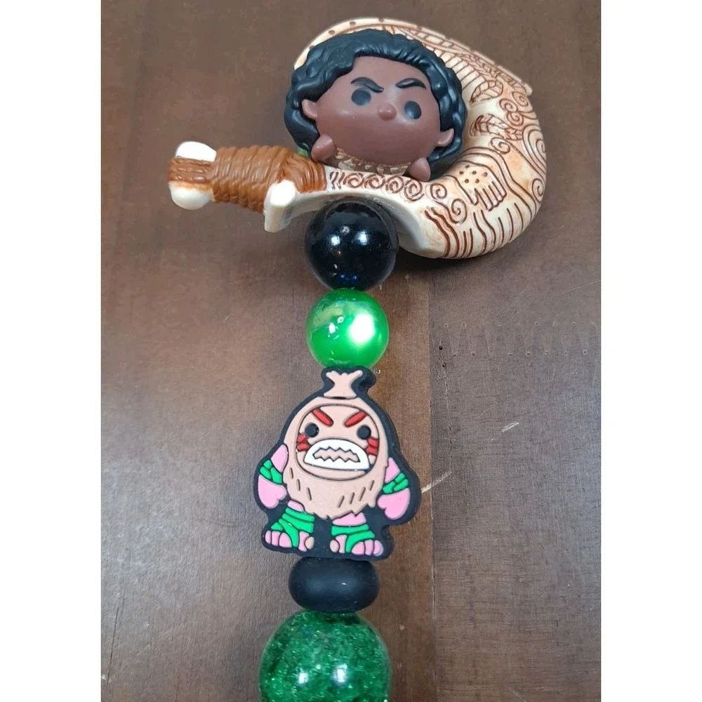 New Disney Moana Maui Demi God‎ Handmade Beaded Pen Tsum Tsum Top With Hook